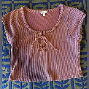 Urban Social Crop, tie front shirt in Dusty Rose